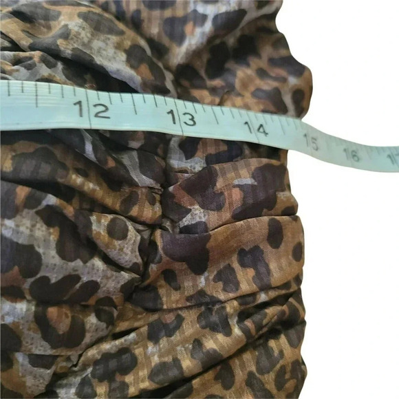 Forever 21 Ruched Frill Mini Dress Animal Print Ruffle Hem Off Shoulder Size S/P - Picture 5 of 11